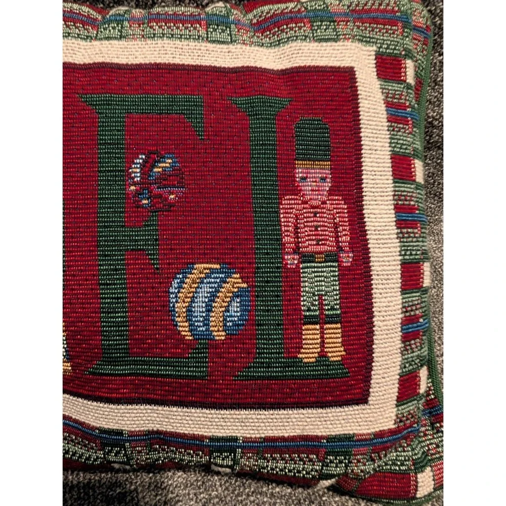 Needlepoint Holiday Noel Holiday Decorative Pillow Christmas Tapestry Pillow